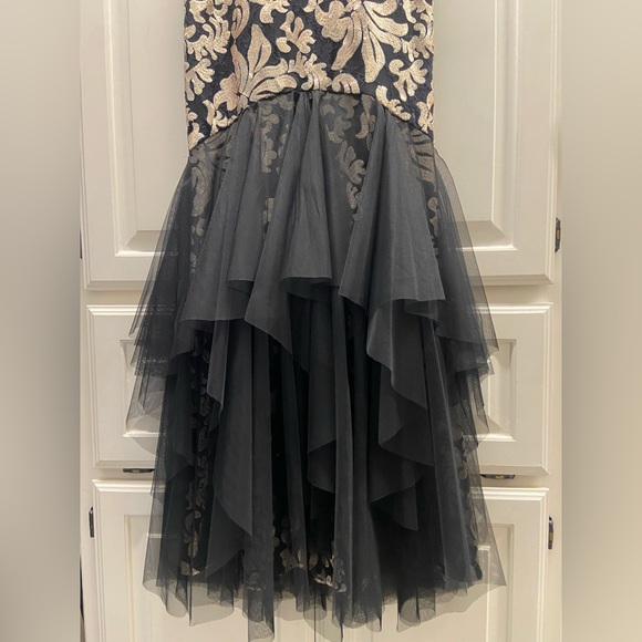 Gorgeous Betsy & Adam gown w/black tulle & champagne colored sequins. Size 6. - Picture 4 of 12